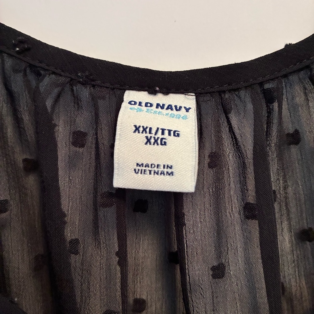Old Navy Women's Swiss Dot Chiffon Long Sleeve Blouse Top Black Size XXL - Picture 5 of 6